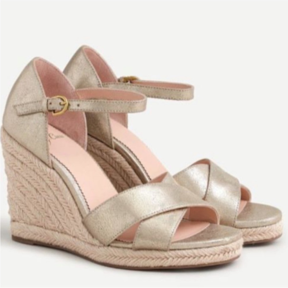 J Crew Metallic Wedge Espadrille Sandal 7